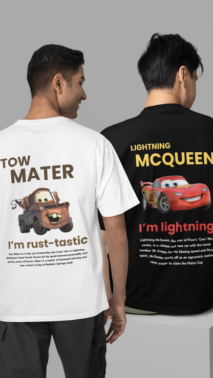 Cars Lightning McQueen and Tow Mater (Set of 2) - Pair Oversized Fit Tees