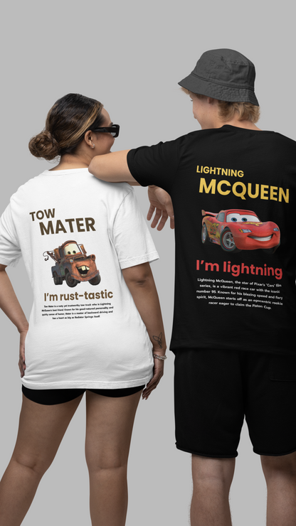 Cars Lightning McQueen and Tow Mater (Set of 2) - Pair Oversized Fit Tees