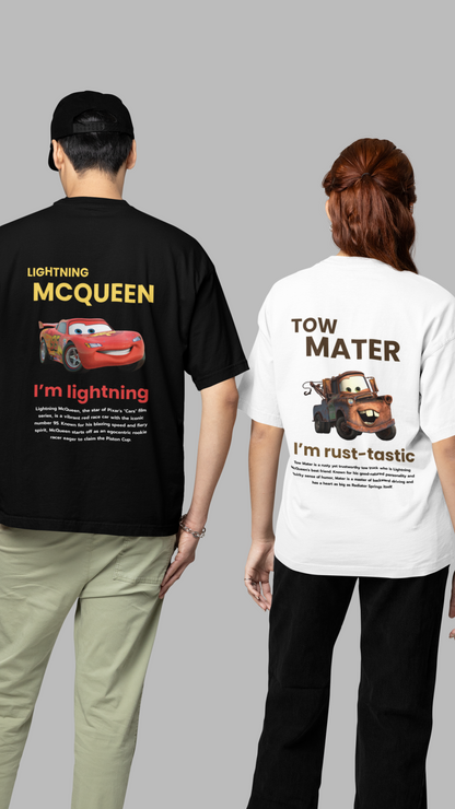 Cars Lightning McQueen and Tow Mater (Set of 2) - Pair Oversized Fit Tees